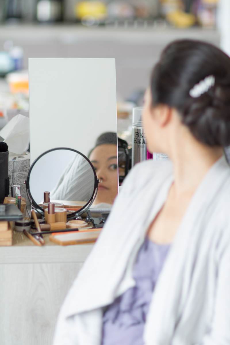 Fin de séance maquillage et coiffure